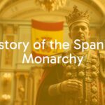 King Felipe VI of Spain in royal attire, standing in a grand palace hall, Spanish flag in background, regal and dignified, realistic.