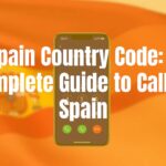A smartphone screen showing a dialpad with the Spain country code +34 highlighted, modern and clean design, abstract background with Spanish flag colors.