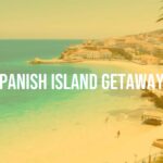 Sunny Spanish island with sandy beaches, turquoise water, and vibrant coastal town, scenic and inviting, realistic.