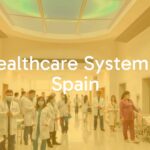 Modern Spanish healthcare system, a diverse group of doctors and patients in a bright hospital, clean and professional atmosphere, realistic style.