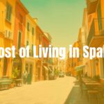 Sunny Spanish street with outdoor cafe, colorful buildings, relaxed atmosphere, Mediterranean lifestyle, realistic.