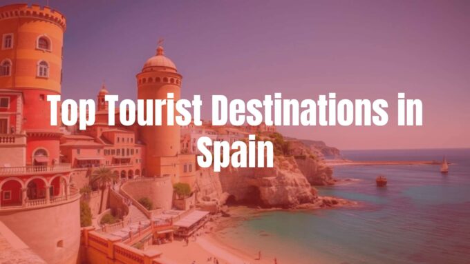 Beautiful Spanish landmarks and beaches under a bright sunny sky, vibrant colors, realistic travel photography.