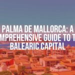 Panoramic view of Palma de Mallorca coastline, Gothic cathedral in the distance, Mediterranean architecture, sunny day, vibrant colors, realistic.