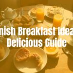 A traditional Spanish breakfast spread with coffee, pastries, tostadas, and fresh orange juice on a rustic wooden table, morning sunlight, warm and inviting.