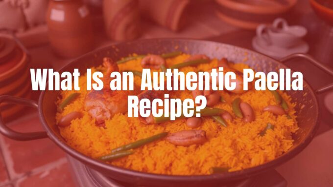Authentic Spanish paella in a traditional pan, golden saffron rice, chicken, rabbit, green beans, butter beans, socarrat crust, vibrant colors, rustic kitchen setting, realistic.