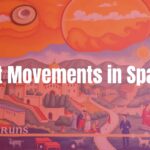 A vibrant mural blending Roman, Islamic, and Renaissance art styles, showcasing a mix of cultural influences, set against a Spanish landscape, rich colors, artistic and historical.