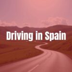 Scenic road trip in Spain, winding through green hills under a sunny sky, realistic.