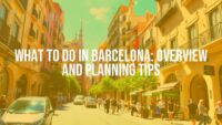 Colorful streets of Barcelona with Gaudí architecture, sunny day, lively atmosphere, realistic.