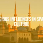 Spanish cathedral and mosque architecture blending together, warm sunset lighting, historical and cultural fusion, detailed and realistic.