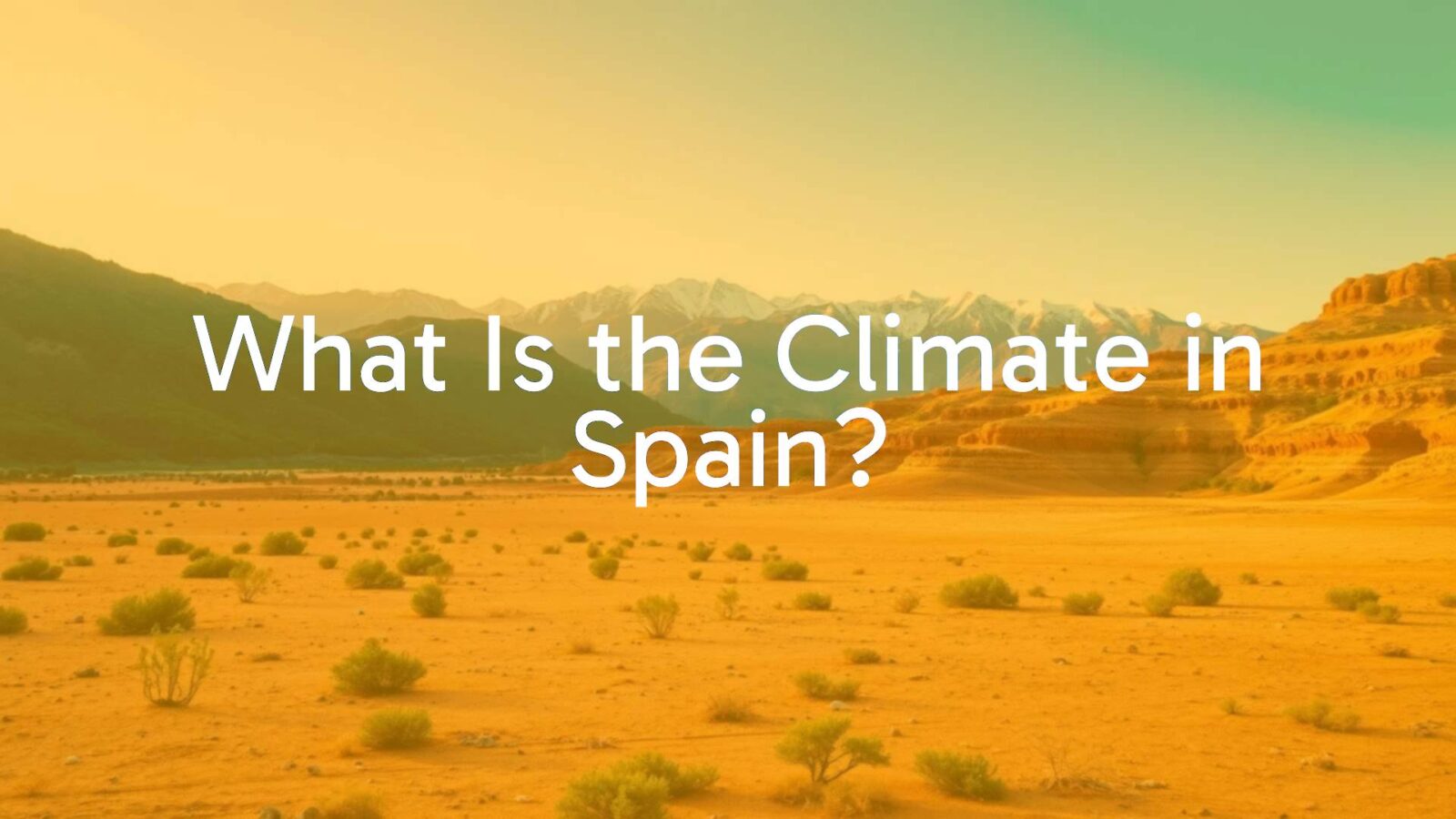 A diverse landscape of Spain showing contrasting climates, from green rainy northern regions to hot dry southern plains, with mountains and coastlines in the background, realistic style.