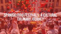 Vibrant Spanish food festival, crowded town square, colorful tomatoes flying in La Tomatina, people laughing, traditional Spanish dishes on tables, sunny day, lively atmosphere, realistic.
